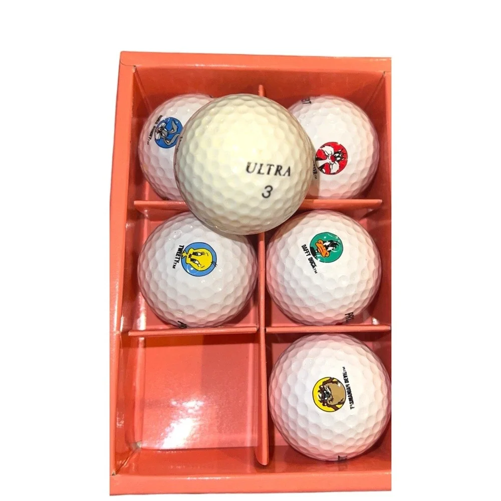 Vtg 90s Looney Tunes 6 Ball Golf Set Bugs Tweety Taz Daffy Sylvester Woodstock